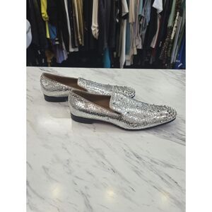Christian Louboutin Silver Spike-Embellished Men’s Loafers